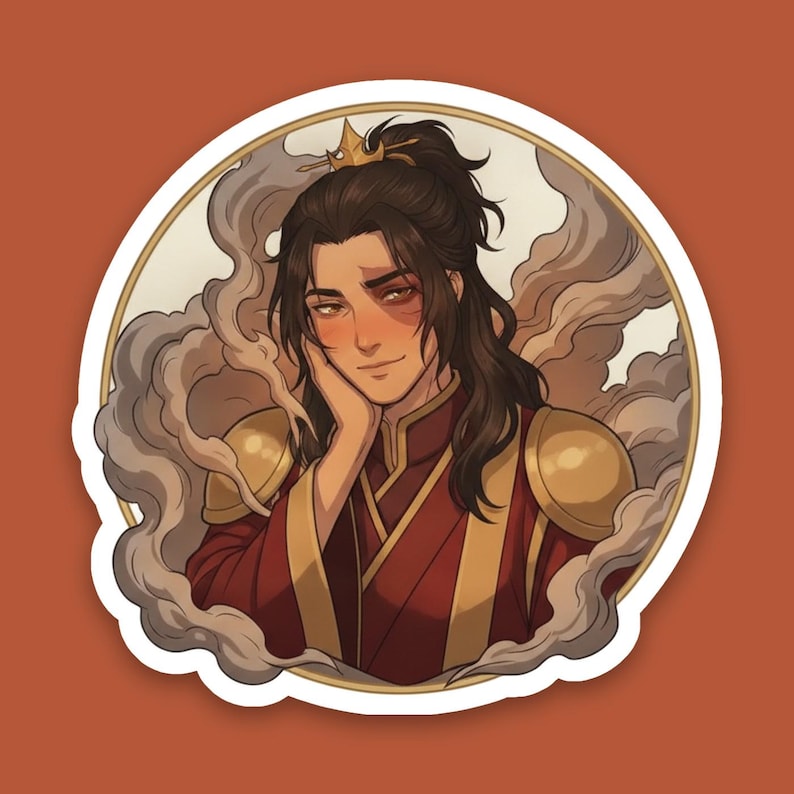 Zuko Sticker | Soft Fire Lord Cute Blushing Anime Kiss-Cut Vinyl Decal | Avatar ATLA Fan Art Laptop Sticker image 1