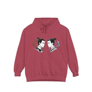 Zukka Hoodie | Zuko & Sokka Dual Portrait, Fire and Water Avatar Fan Art | Comfort Colors Garment-Dyed Pullover | Slow Burn ATLA Gift image 6