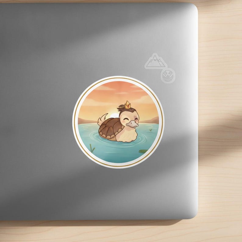 Turtle Duck Fire Prince Sticker | Cute Chibi Sunset Pond | Avatar Fan Art Kiss-Cut Decal | Cozy Laptop Water Bottle Sticker image 4