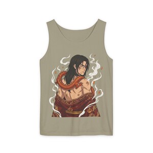 Fire Prince Dragon Tank Top | Shirtless Zuko Anime Muscle Tee | Comfort Colors Steamy Fan Art Gift image 3