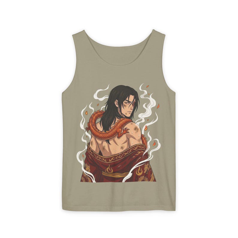 Fire Prince Dragon Tank Top | Shirtless Zuko Anime Muscle Tee | Comfort Colors Steamy Fan Art Gift image 3