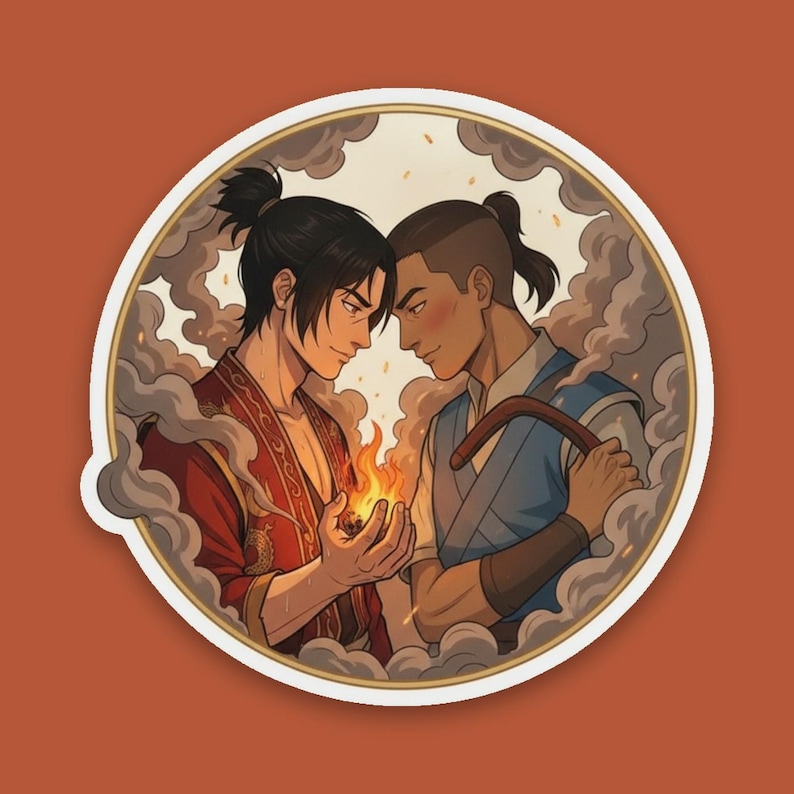 Zukka Sticker | Zuko x Sokka Tender Slow Burn Anime Ship Kiss-Cut Decal | Avatar ATLA Fan Art zdjęcie 1
