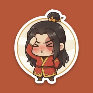 Flustered Fire Prince Sticker | Cute Embarrassed Anime Kiss-Cut Vinyl Decal | Avatar ATLA Zuko Fan Art image 1