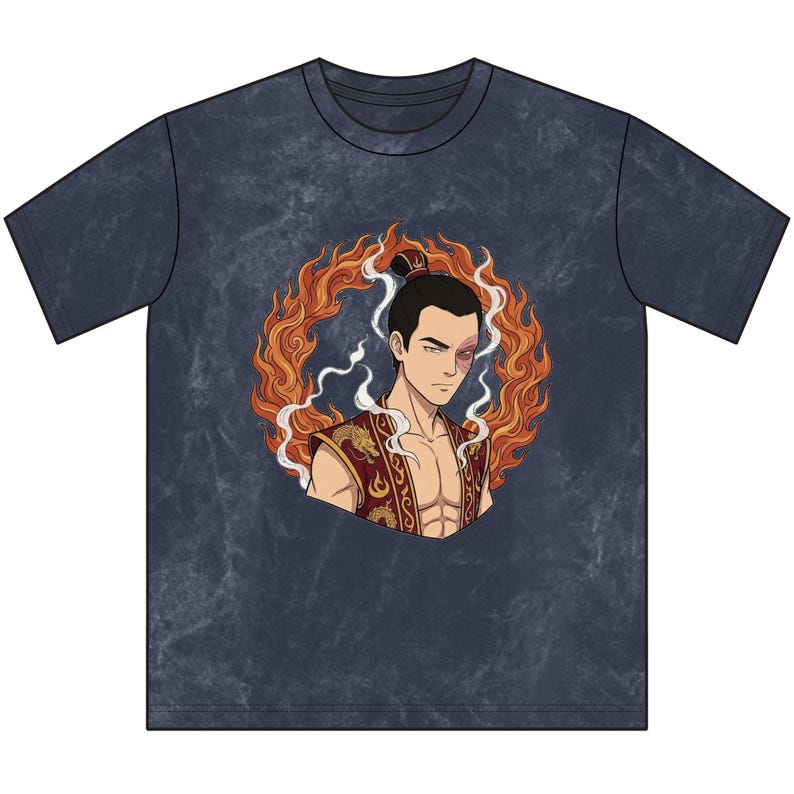 Fire Prince Dragon Tee | Vintage Acid Wash Zuko Anime Shirt | Streetwear ATLA Fan Graphic Tee Gift image 5