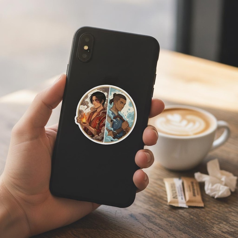 Zukka Sticker | Zuko x Sokka Fire & Water Anime Ship Kiss-Cut Decal | Avatar ATLA Fan Art image 2