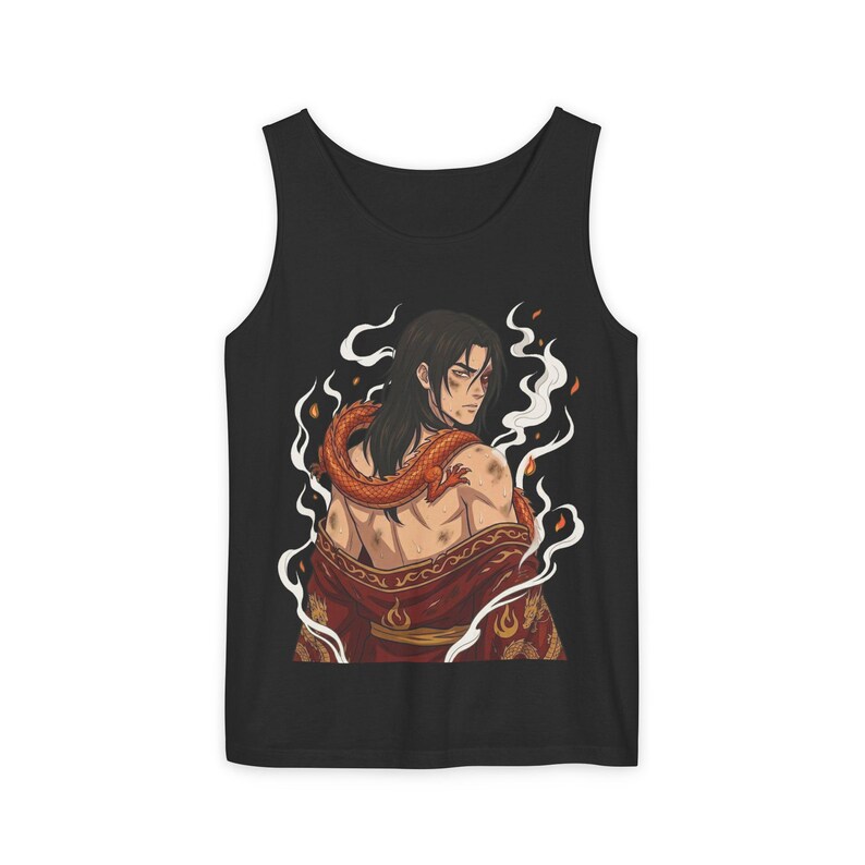 Fire Prince Dragon Tank Top | Shirtless Zuko Anime Muscle Tee | Comfort Colors Steamy Fan Art Gift image 1