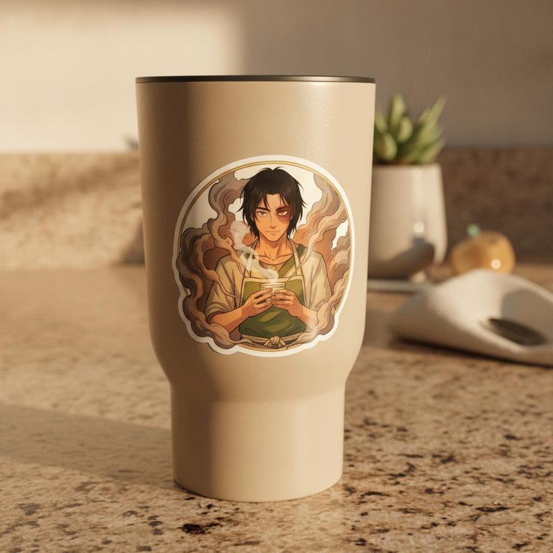 Zuko Sticker | Tea & Quiet Steamy Anime Tea Shop Kiss-Cut Decal | Avatar ATLA Iroh Fire Prince Fan Art image 3