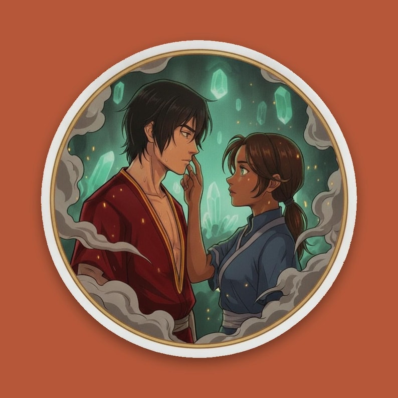 Zutara Sticker | Crystal Cave Slow Burn Anime Ship Kiss-Cut Decal | Avatar ATLA Zuko Katara Fan Art image 1