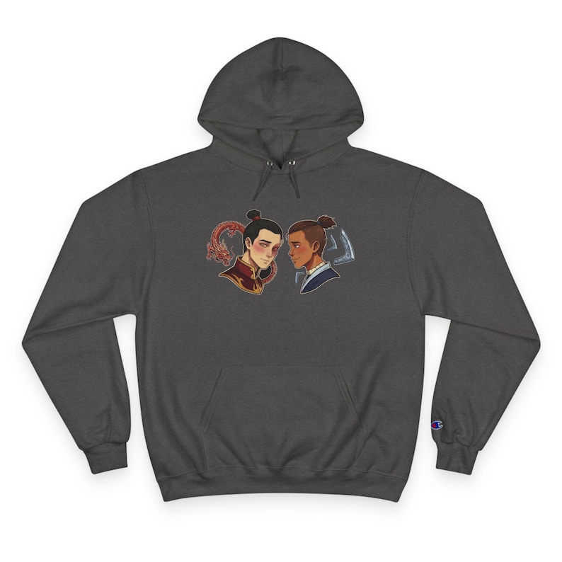 Avatar Fan Art Hoodie | Firebender Waterbender Couple Pullover | ATLA Inspired Champion Sweatshirt image 3