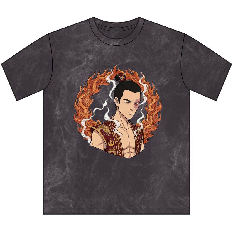 Fire Prince Dragon Tee | Vintage Acid Wash Zuko Anime Shirt | Streetwear ATLA Fan Graphic Tee Gift image 6