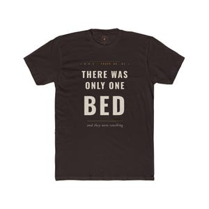 Fanfic "One Bed" Trope T-Shirt | Slow Burn Lovers AO3 Merch, Varsity Style Tee image 2