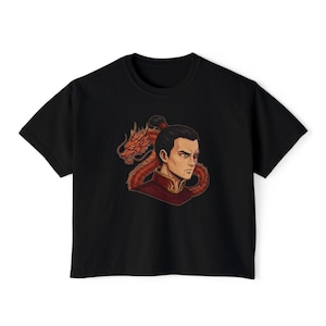 Zuko Fire Prince Crop Tee | Dragon Illustration Avatar Fan Cropped Cotton | Comfort Colors image 1