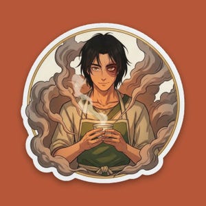 Zuko Sticker | Tea & Quiet Steamy Anime Tea Shop Kiss-Cut Decal | Avatar ATLA Iroh Fire Prince Fan Art image 1