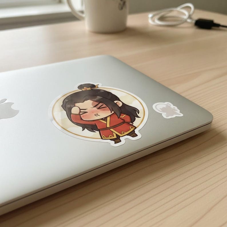Flustered Fire Prince Sticker | Cute Embarrassed Anime Kiss-Cut Vinyl Decal | Avatar ATLA Zuko Fan Art image 4