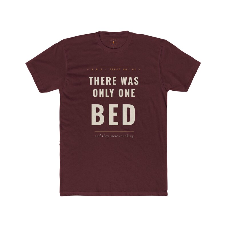 Fanfic "One Bed" Trope T-Shirt | Slow Burn Lovers AO3 Merch, Varsity Style Tee image 13