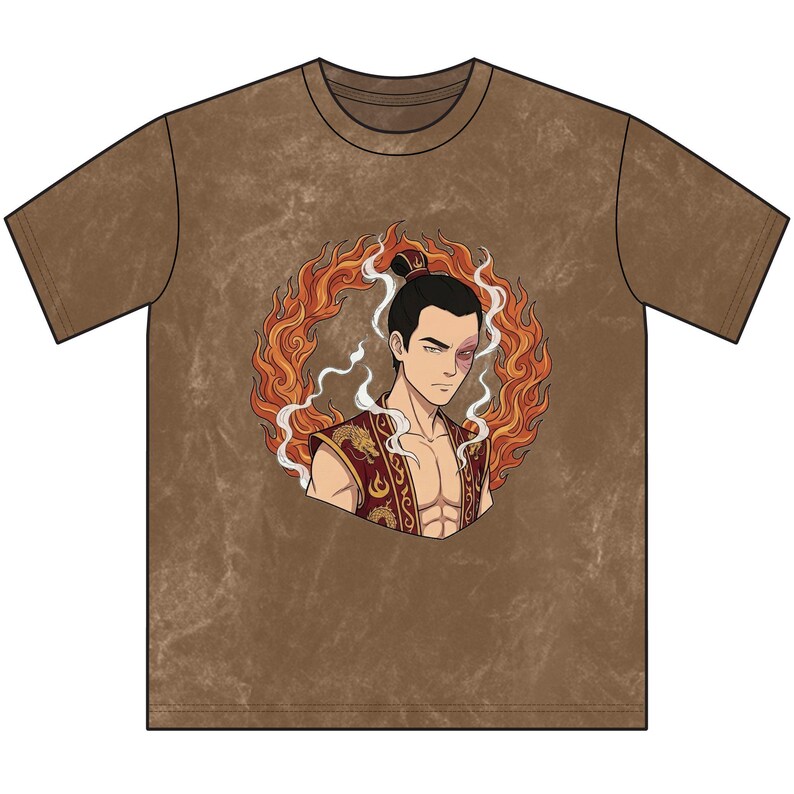 Fire Prince Dragon Tee | Vintage Acid Wash Zuko Anime Shirt | Streetwear ATLA Fan Graphic Tee Gift image 3