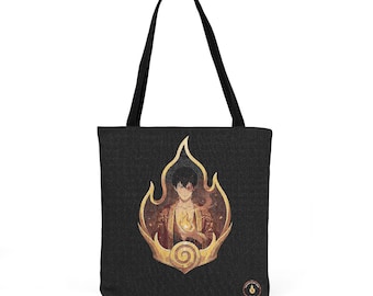 Fire Prince Tote Bag | Zuko Avatar ATLA Flame Crown Art | Anime Bookish Canvas Tote | Fire Nation Fan Gift