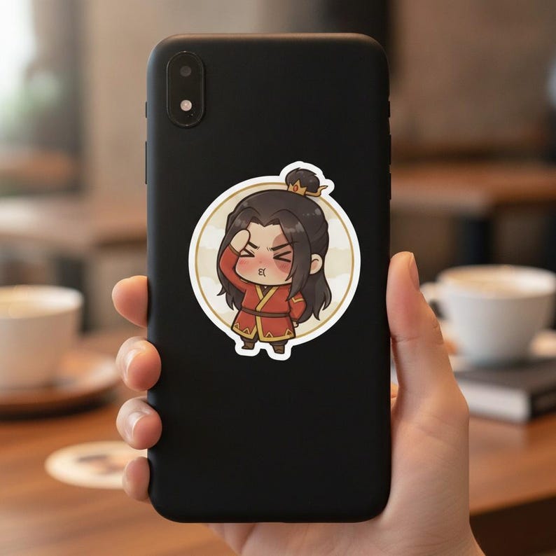Flustered Fire Prince Sticker | Cute Embarrassed Anime Kiss-Cut Vinyl Decal | Avatar ATLA Zuko Fan Art image 2