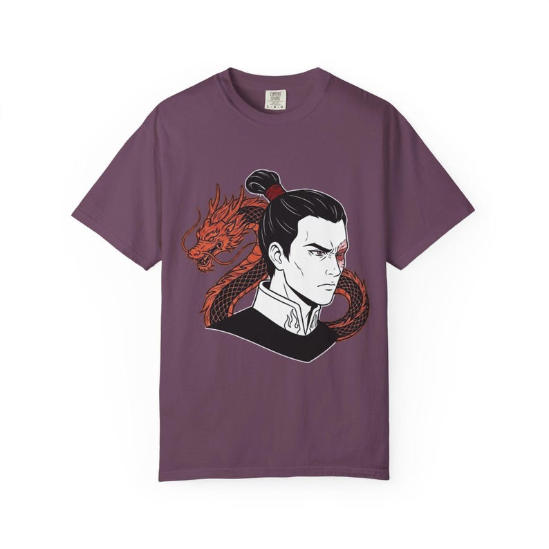 Camiseta con retrato del Príncipe de Fuego Zuko / Ilustración del Dragón Rojo / Camiseta de tejido grueso Comfort Colors imagen 7