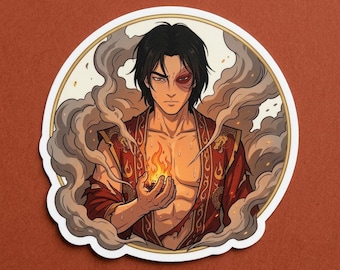 Zuko Sticker | Steamy Fire Prince & Dragon Kiss-Cut Vinyl Decal | Avatar ATLA Anime Sticker for Laptop, Water Bottle, Kindle