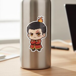 Chibi Fire Prince Sticker | Cute Angry Anime Kiss-Cut Vinyl Decal | Avatar ATLA Zuko Fan Art Sticker afbeelding 3