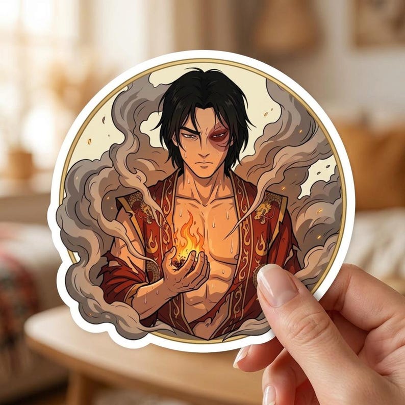 Pegatina de Zuko / Vinilo adhesivo troquelado del Príncipe de Fuego y el Dragón / Pegatina de anime Avatar ATLA para portátil, botella de agua, Kindle imagen 2
