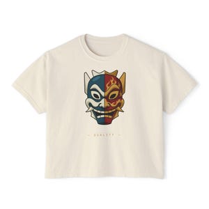 Duality Mask T-Shirt | Blue Spirit Fire Prince Split Face Tee Bild 2