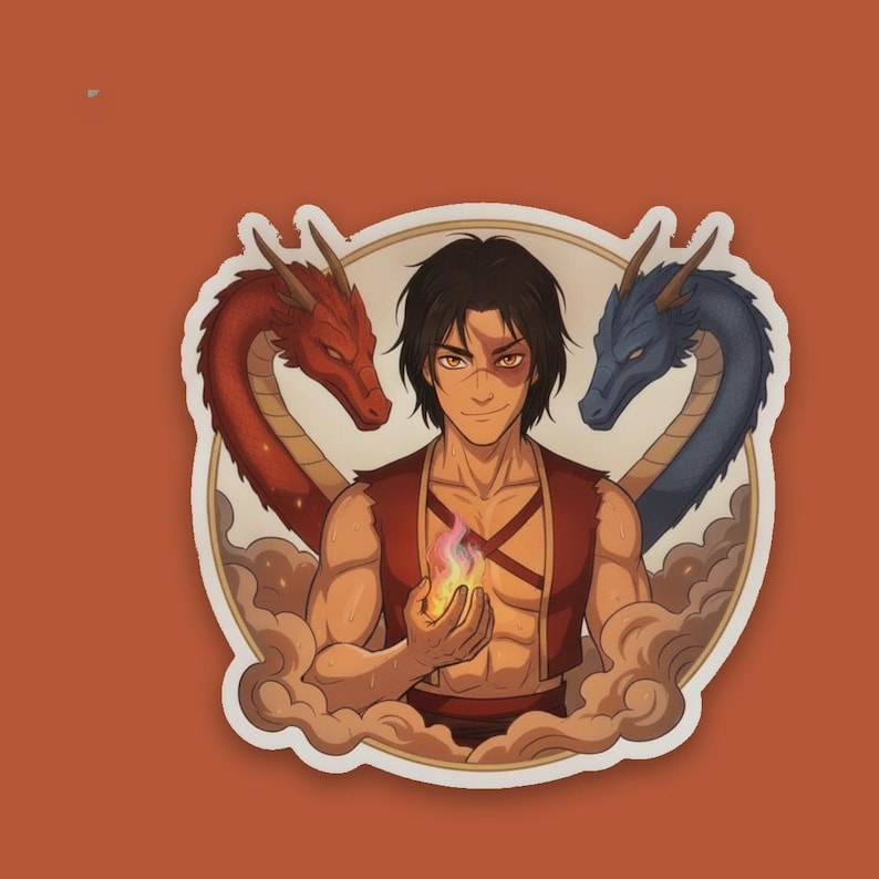 Zuko Sticker | Dancing Dragons Steamy Firebender Kiss-Cut Vinyl Decal | Avatar ATLA Fire Prince Fan Art 画像 1