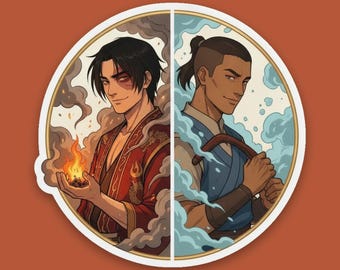 Zukka Sticker | Zuko x Sokka Fire & Water Anime Ship Kiss-Cut Decal | Avatar ATLA Fan Art