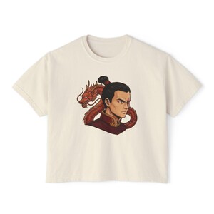 Zuko Fire Prince Crop Tee | Dragon Illustration Avatar Fan Cropped Cotton | Comfort Colors image 3