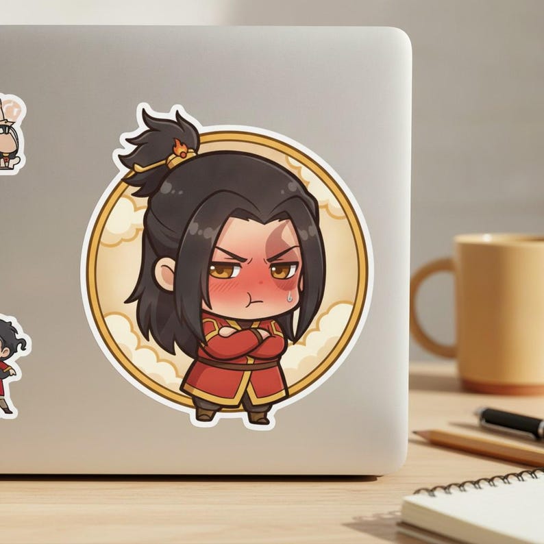 Blushing Fire Prince Sticker | Cute Grumpy Embarrassed Anime Kiss-Cut Vinyl Decal | Avatar ATLA Zuko Fan Art image 4