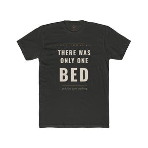 Fanfic "One Bed" Trope T-Shirt | Slow Burn Lovers AO3 Merch, Varsity Style Tee image 1