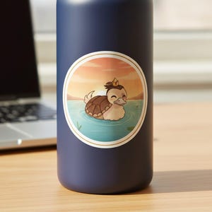 Turtle Duck Fire Prince Sticker | Cute Chibi Sunset Pond | Avatar Fan Art Kiss-Cut Decal | Cozy Laptop Water Bottle Sticker image 3