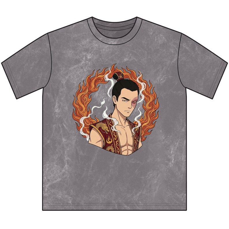 Fire Prince Dragon Tee | Vintage Acid Wash Zuko Anime Shirt | Streetwear ATLA Fan Graphic Tee Gift image 7