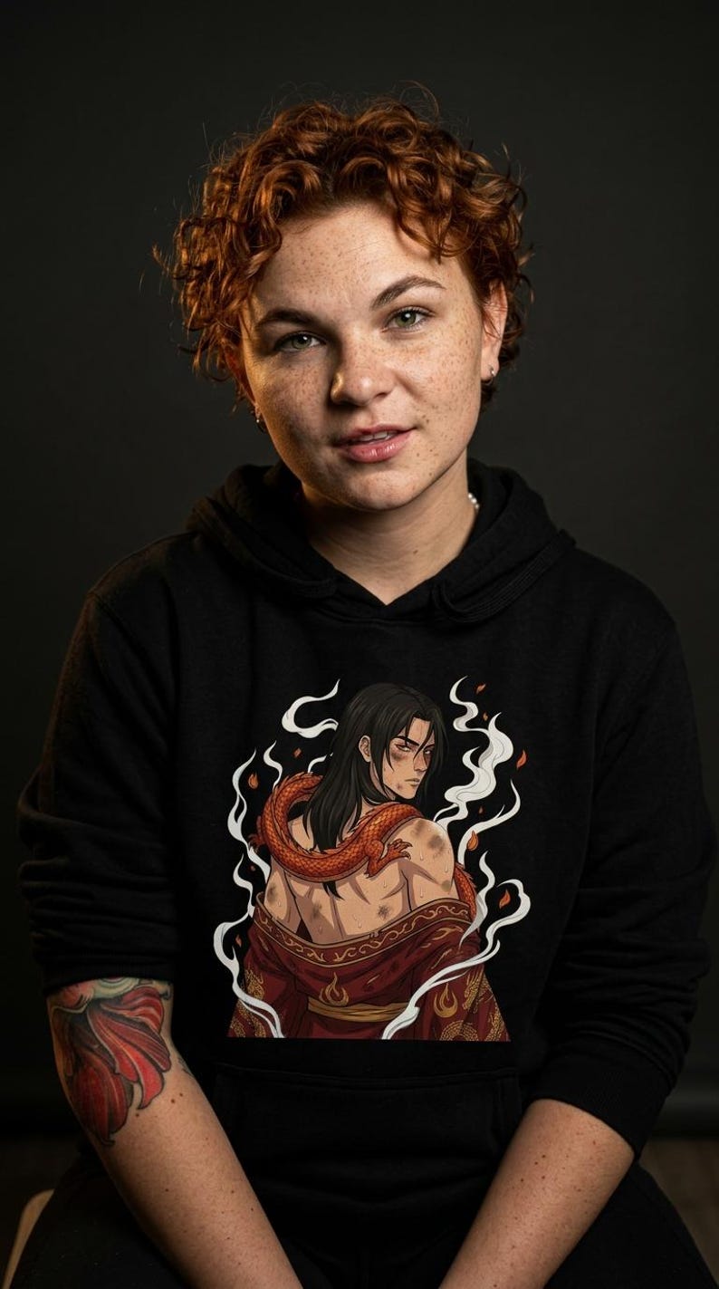 Fire Prince Dragon Hoodie | Zuko Anime Redemption Arc Pullover | Organic Cotton ATLA Fan Sweatshirt image 2