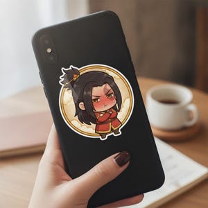 Blushing Fire Prince Sticker | Cute Grumpy Embarrassed Anime Kiss-Cut Vinyl Decal | Avatar ATLA Zuko Fan Art image 2