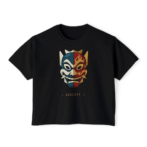 Duality Mask T-Shirt | Blue Spirit Fire Prince Split Face Tee Bild 1