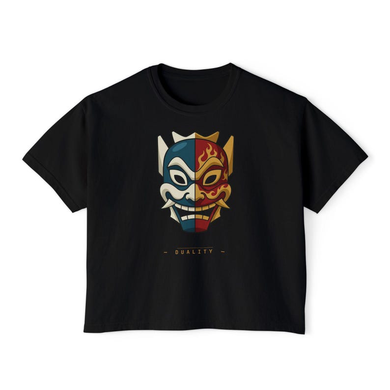 Duality Mask T-Shirt | Blue Spirit Fire Prince Split Face Tee Bild 1
