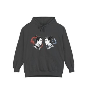 Zukka Hoodie | Zuko & Sokka Dual Portrait, Fire and Water Avatar Fan Art | Comfort Colors Garment-Dyed Pullover | Slow Burn ATLA Gift image 3