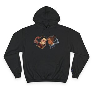 Avatar Fan Art Hoodie | Firebender Waterbender Couple Pullover | ATLA Inspired Champion Sweatshirt image 1
