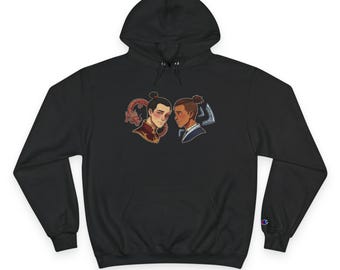 Avatar Fan Art Hoodie | Firebender Waterbender Couple Pullover | ATLA Inspired Champion Sweatshirt