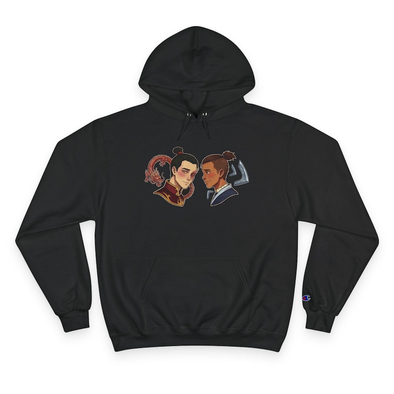Avatar Fan Art Hoodie | Firebender Waterbender Couple Pullover | ATLA Inspired Champion Sweatshirt image 1