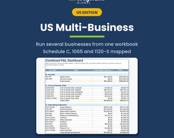 Feuille de calcul comptable multi-entreprises | Annexe C 1065 1120S Excel | Compte de résultat consolidé | Société à responsabilité limitée (SARL) multi-entités américaine