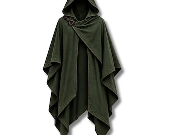 Capa de cartógrafo Stormbound, capa verde con capucha, capa de fantasía, capa de guardabosques medieval, disfraz de aventurero para LARP y feria renacentista
