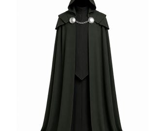 Capa del Dr. Doom, Vengadores, Día del Juicio Final, Capa con capucha, Villano verde, Disfraz de cosplay de Victor Von Doom