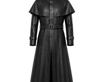 Abrigo de cuero de médico de la peste, disfraz gótico medieval de Halloween, Steampunk, gabardina larga, médico cuervo, LARP, cosplay renacentista
