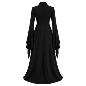 Morticia Addams Inspired Coat Gothic Black Coat Vampire Coat Witch Coat Halloween Cosplay Costume Dark Academia Coat Gothic Princess Coat