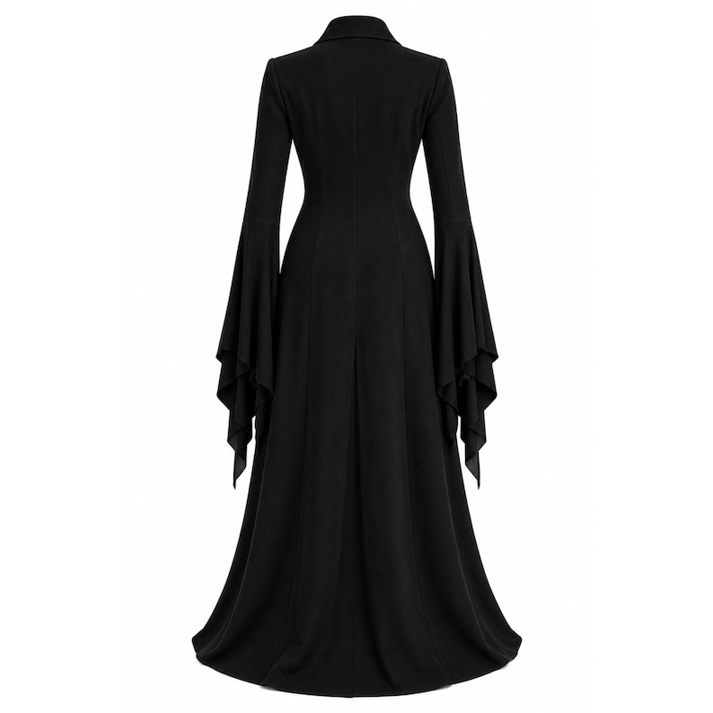 Morticia Addams Inspired Coat Gothic Black Coat Vampire Coat Witch Coat Halloween Cosplay Costume Dark Academia Coat Gothic Princess Coat