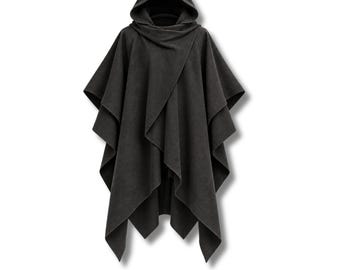 Poncho con capucha Ashwalker unisex, capa gótica marrón desgastada, capa de fantasía medieval postapocalíptica, disfraz de cosplay.