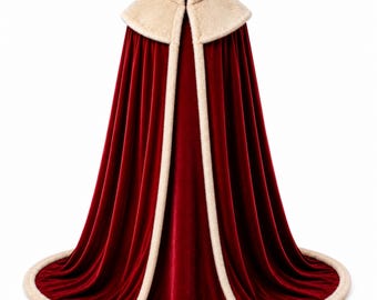 Túnica del Rey Lestat de Terciopelo Rojo, Capa de Coronación Real, Disfraz Medieval Renacentista de Rey de Terciopelo, Regalo de Halloween